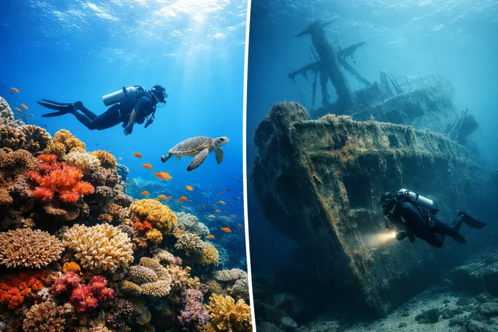 Reef Diving Versus Wreck Diving